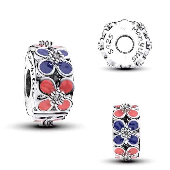 PAIR*** Pink & Purple Flowers Clip Charms - Picture 3 of 16